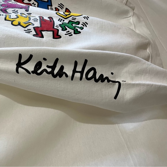 KEITH HARING Unity Circle 2 Graphic Hoodie Sweatshirt White Size Small - Picture 3 of 9